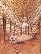 William Simpson Chaityagriha no.19 at Ajanta oil painting